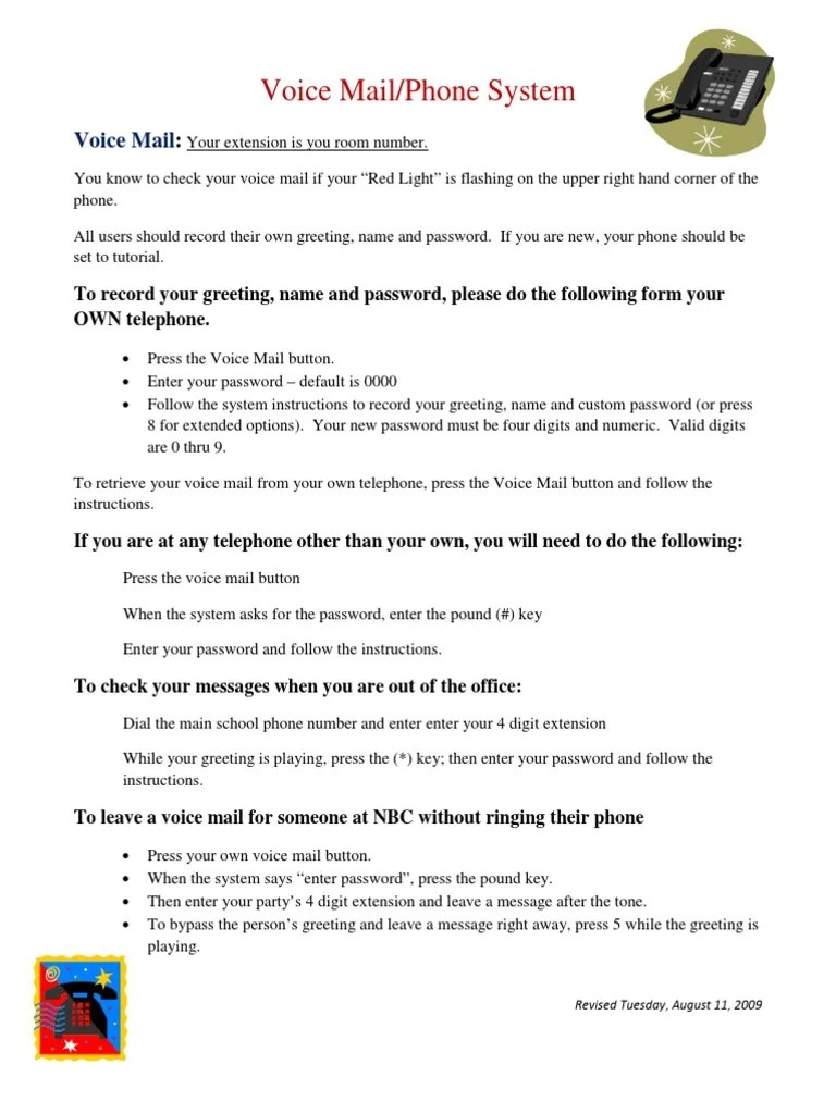 Voice Mail Phone System Voicemail Telephone Number