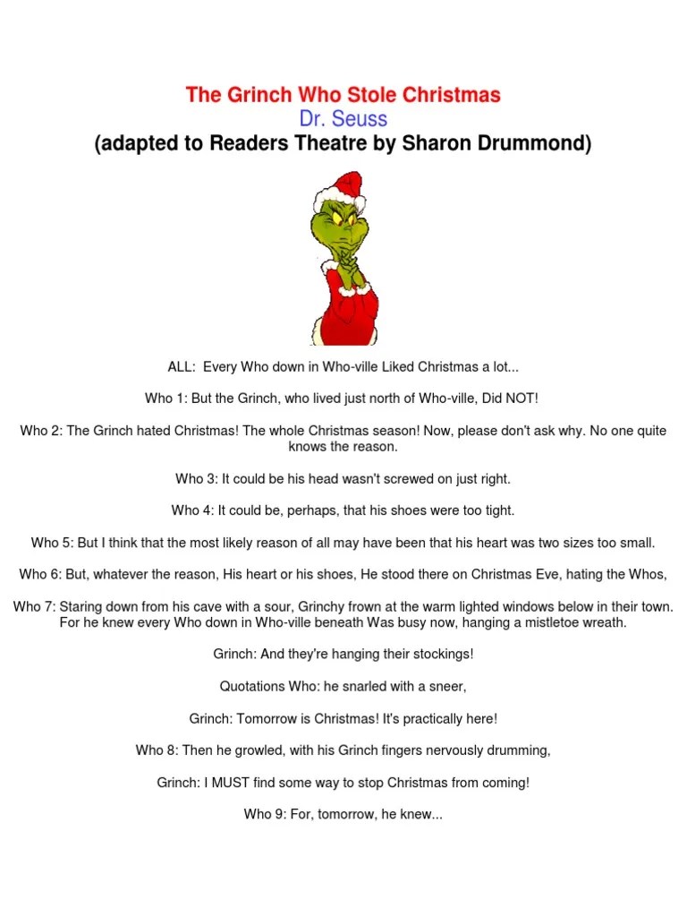the grinch who stole christmas- script | Christmas | Leisure