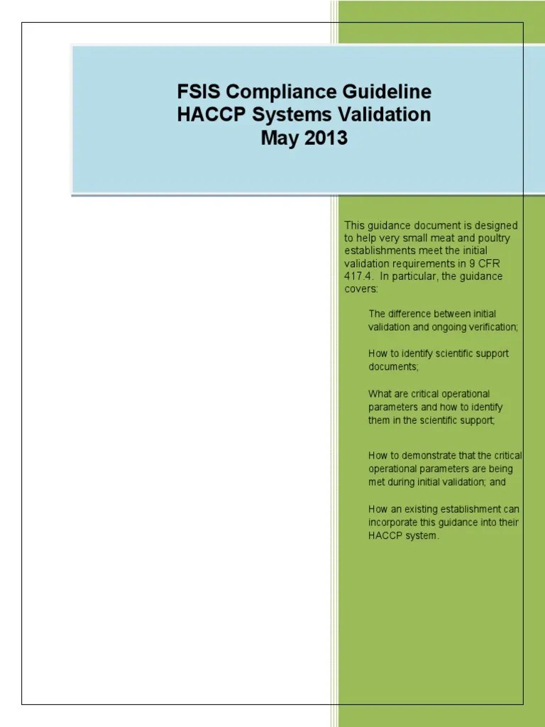 HACCP Systems Validation Hazard Analysis And Critical Control Points