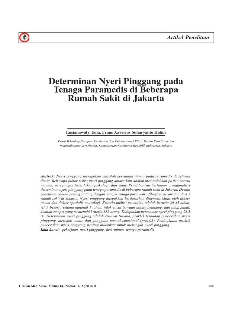 Jurnal Tentang Penyakit Nyeri Pinggang