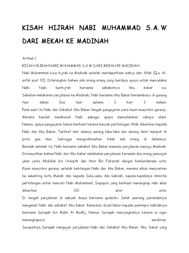 Kisah Hijrah Nabi Muhammad S | PDF