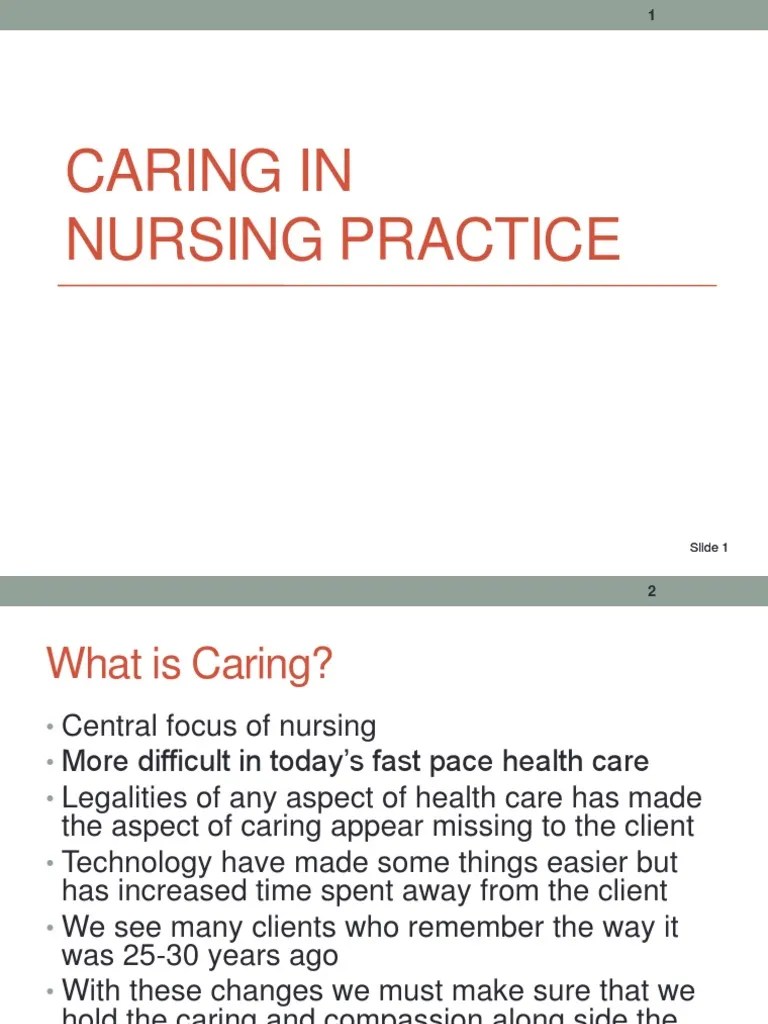 Caring In Nursing Practice Slide 1 Slide 1 Nursing Psychological