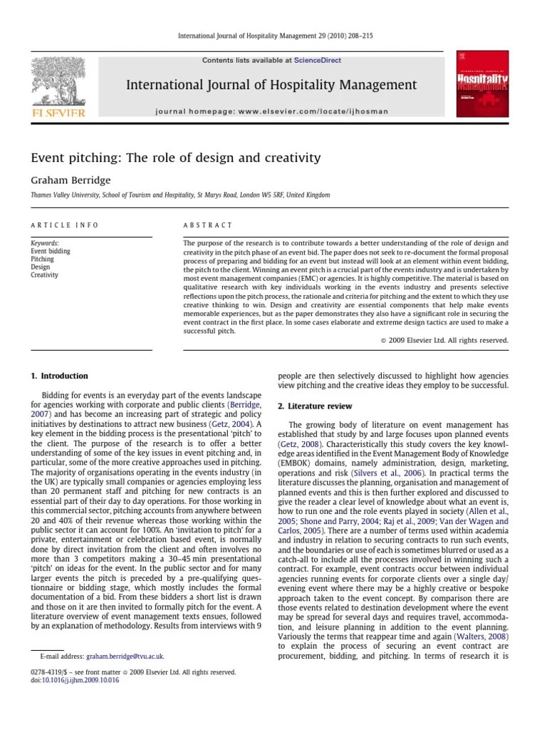 International Journal of Hospitality Management Procurement Creativity