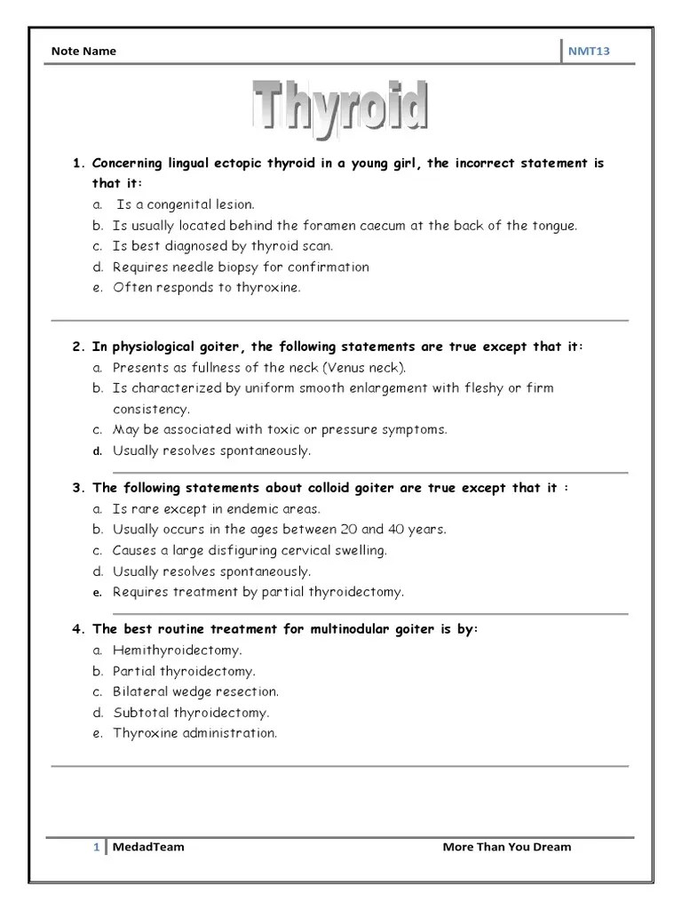 General Surgery MCQ Hyperthyroidism Thyroid