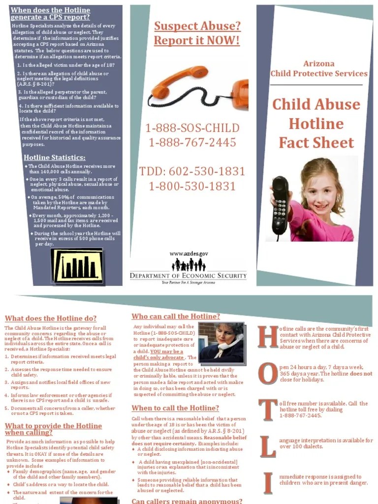 CPS Hotline Brochure PDF Child Abuse Child Protective Services