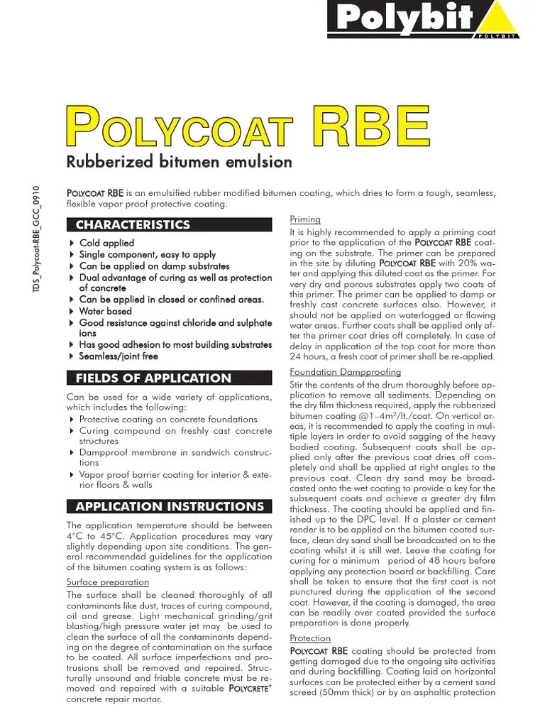 Polycoat Rbe PDF Asphalt Concrete