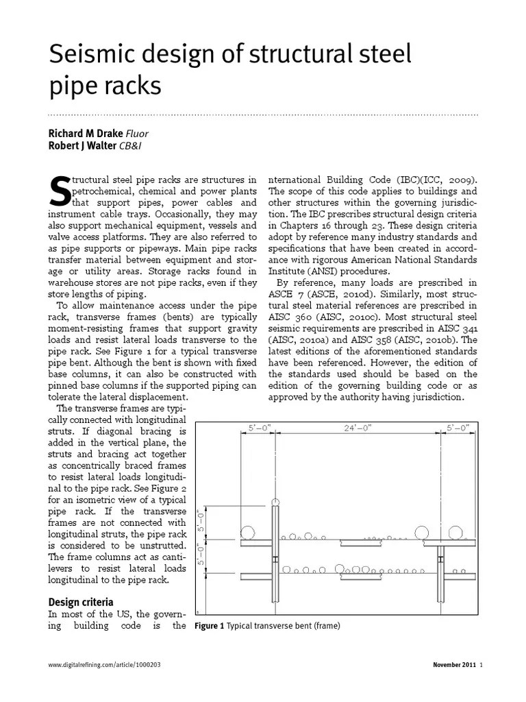 Seismic Design of Structural Steel Pipe Racks PDF Solid Mechanics Mechanical Engineering