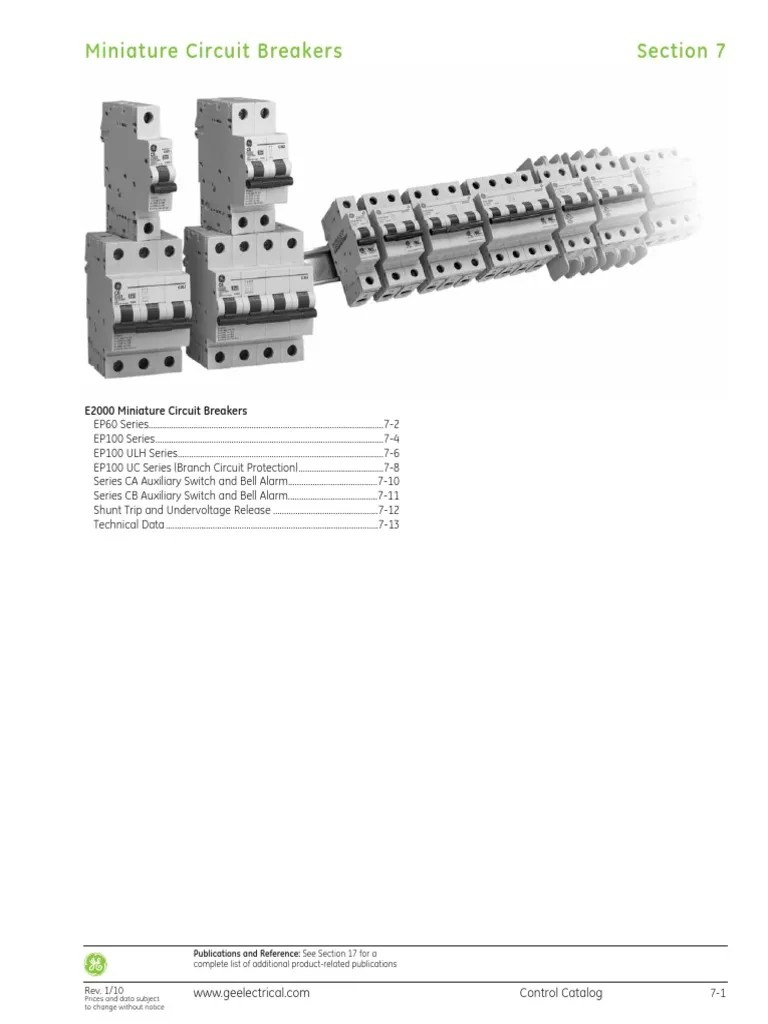 Miniature Circuit Breakers Catalog 1 Uvr STR PDF Alternating