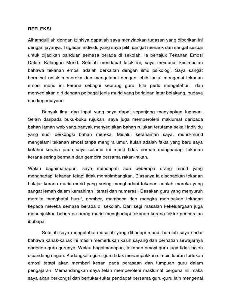 Contoh Refleksi Tugasan PDF