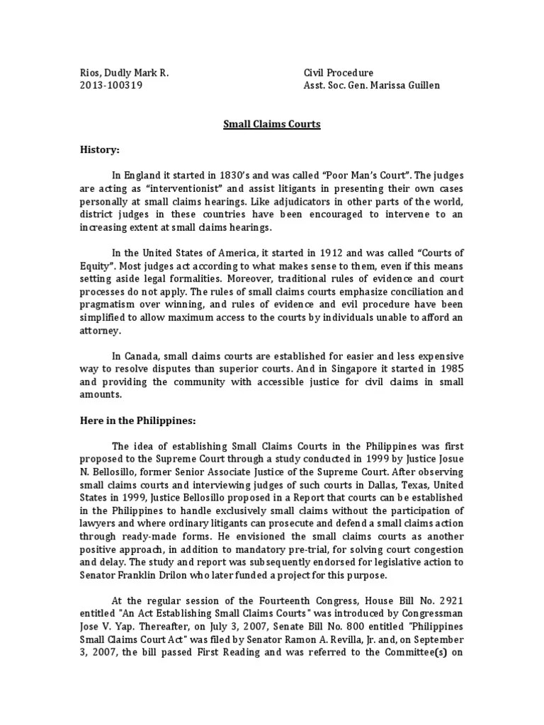 Small Claims Courts Lawsuit Cause Of Action