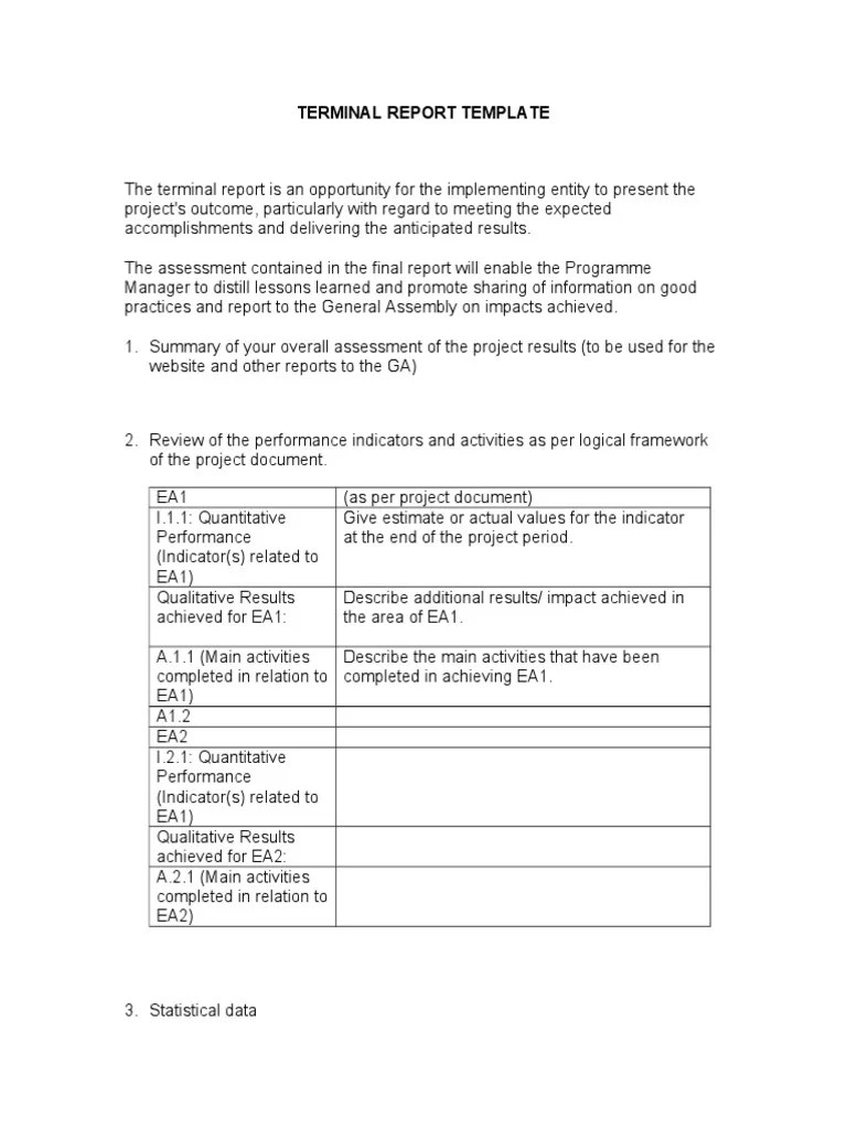 Terminal Report Template Evaluation Cognition Free 30day Trial