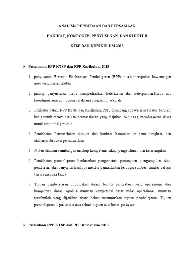 Persamaan RPP KTSP Dan RPP Kurikulum 2013