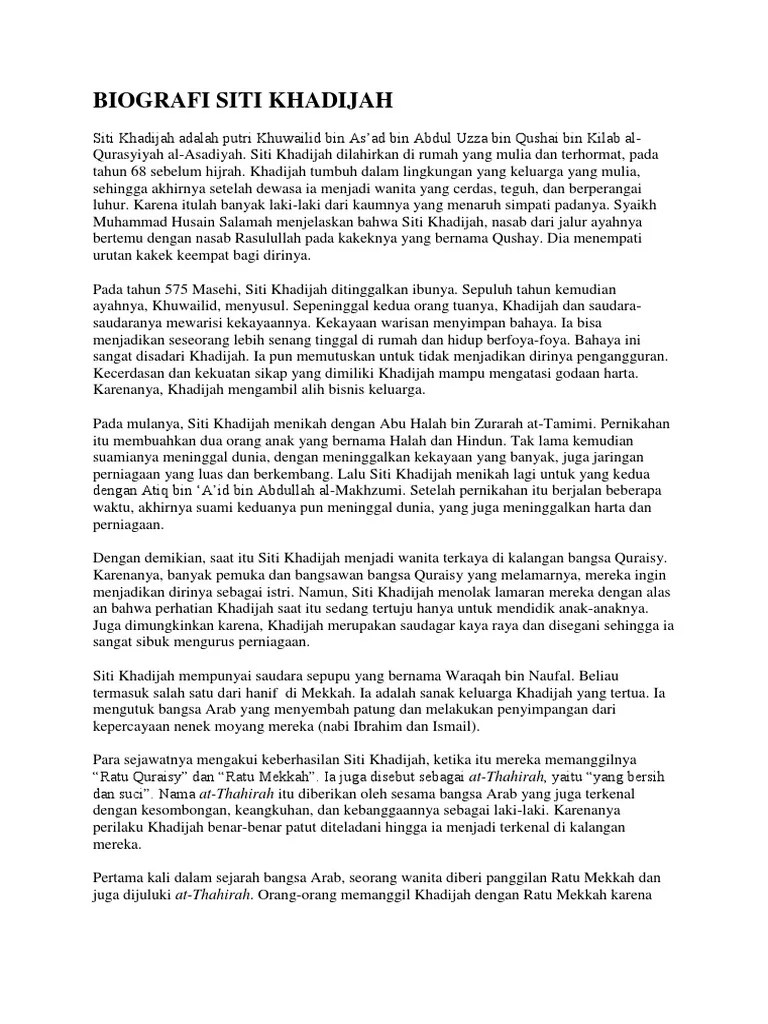 Biografi Siti Khadijah | PDF