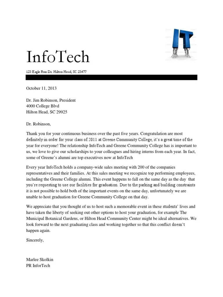 Example of Business Bad News Letter