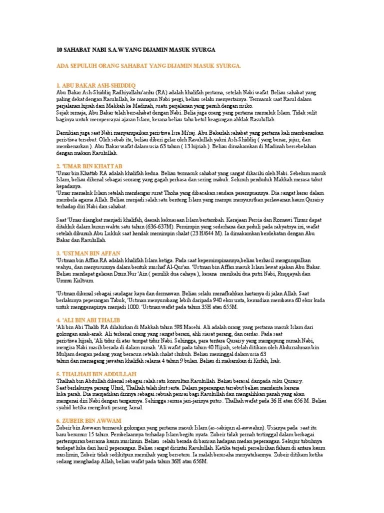 10 Sahabat Nabi S | PDF