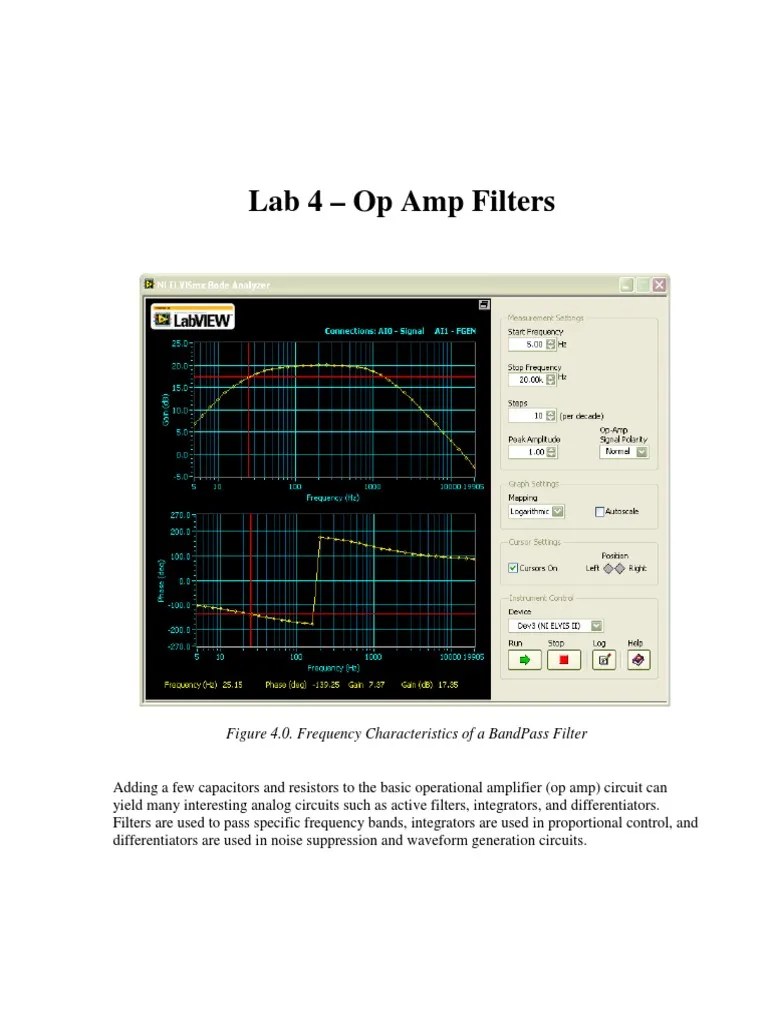 Filters with LabView Amplifier Operational Amplifier