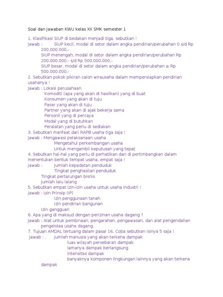 Soal Uas Kewirausahaan Kanal Jabar