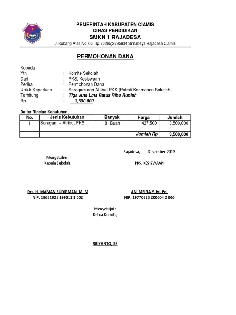 Permohonan Dana PKS | PDF