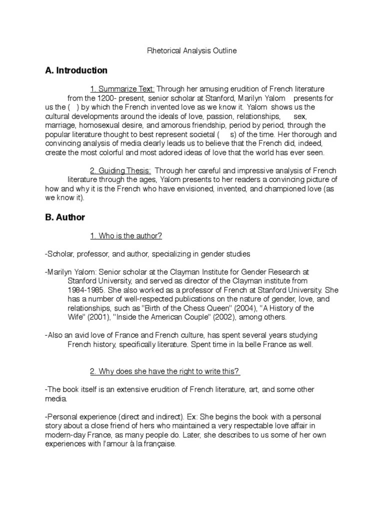 rhetorical analysis outline pdf Argument Rhetoric