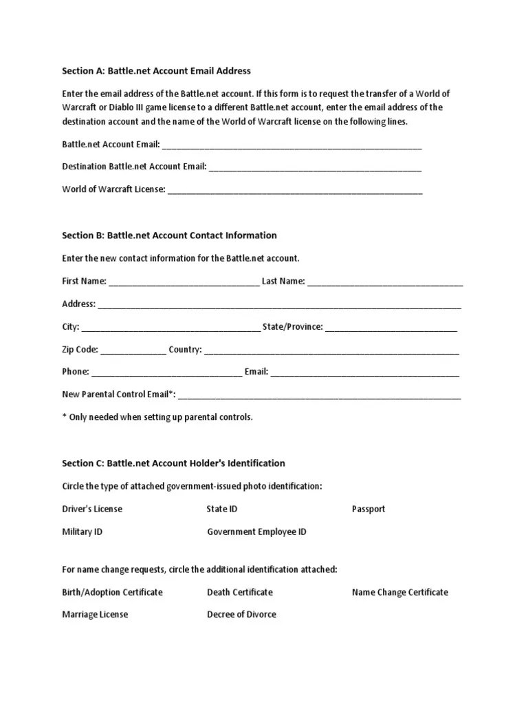 Account Verification Form PDF Identity Document Access Control