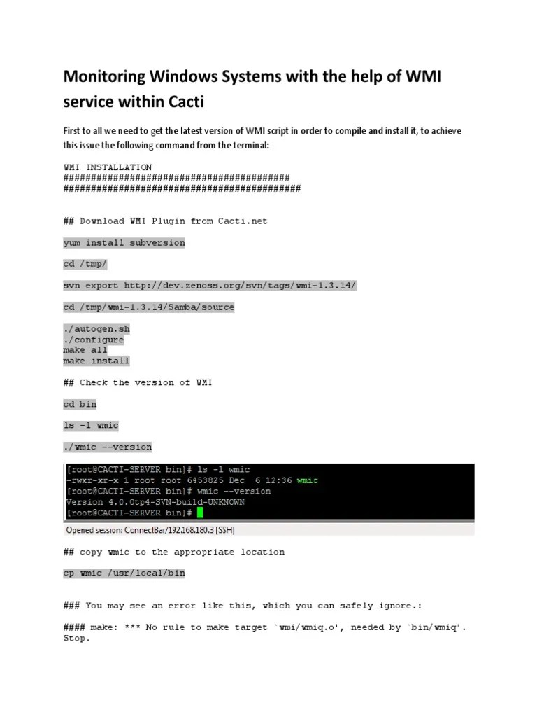 Cacti Centos WMI Monitoring Windows Systems | PDF | Php 