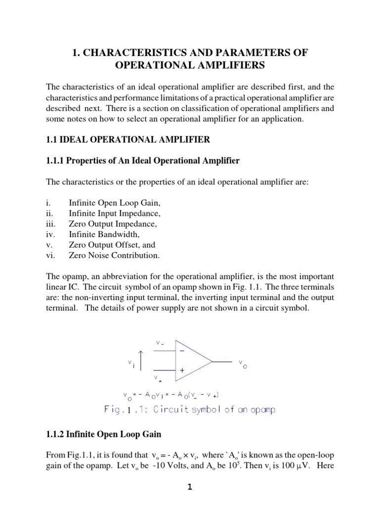 Characteristics of Opamp Operational Amplifier Feedback