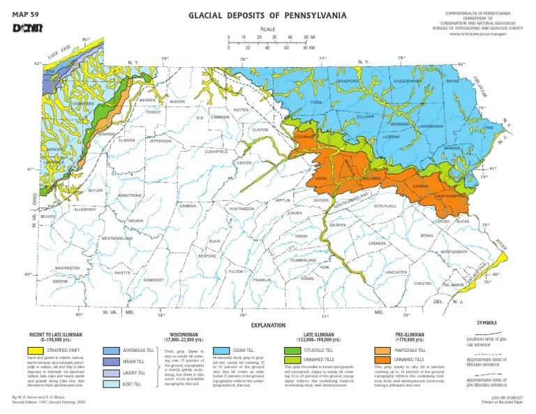 DCNR Map 59 Glacial Deposits of Pennsylvania Silt Geomorphology
