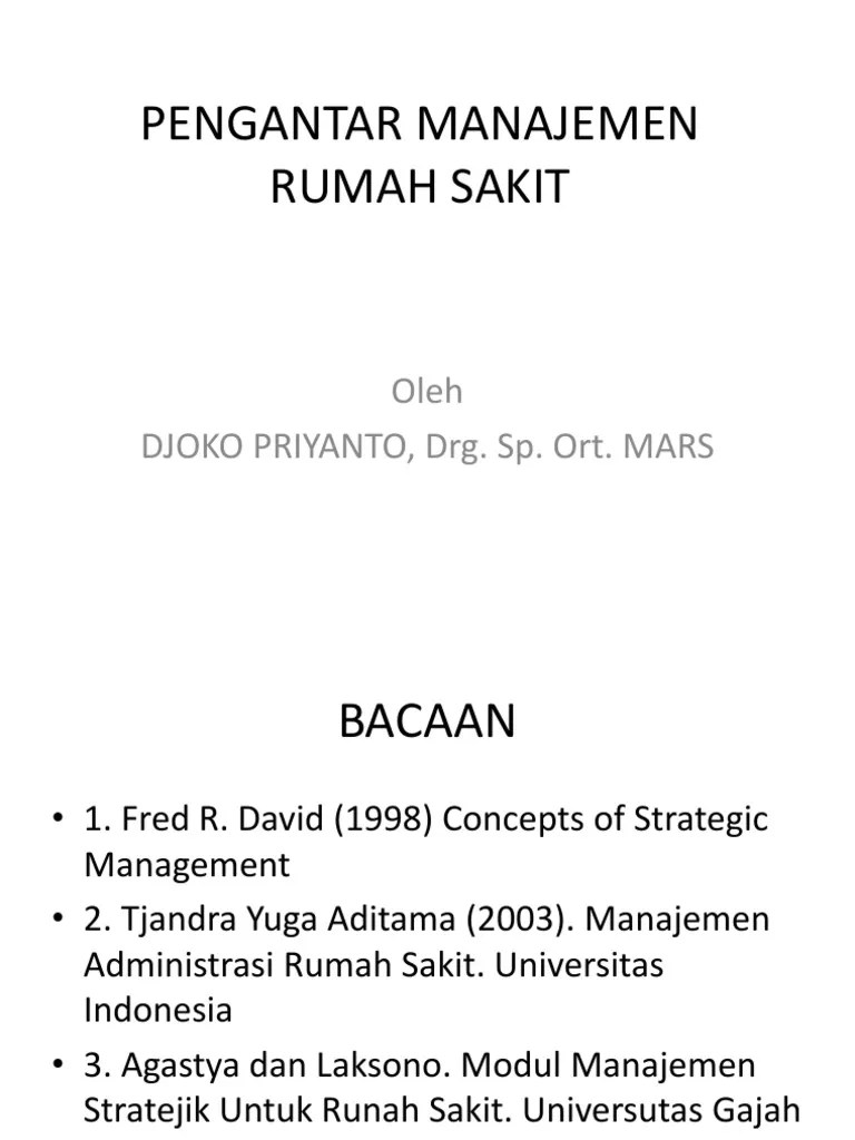 Pengantar Manajemen RS | PDF