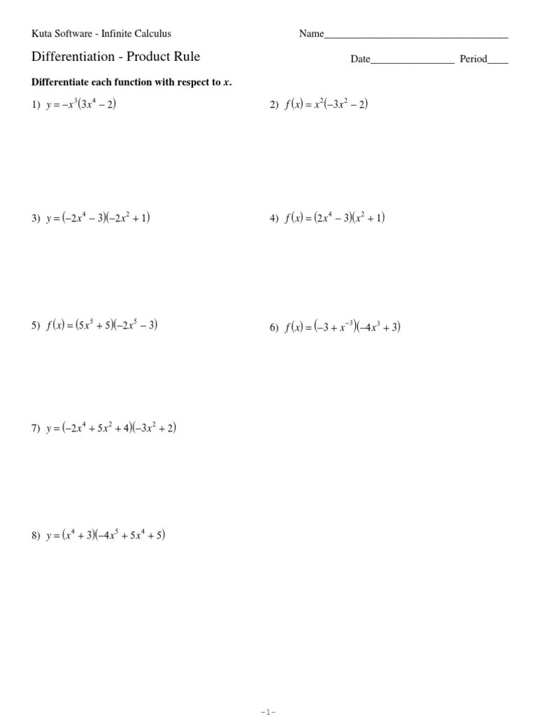 Product Rule Worksheet | PDF | Philosophical Methodology | Physical