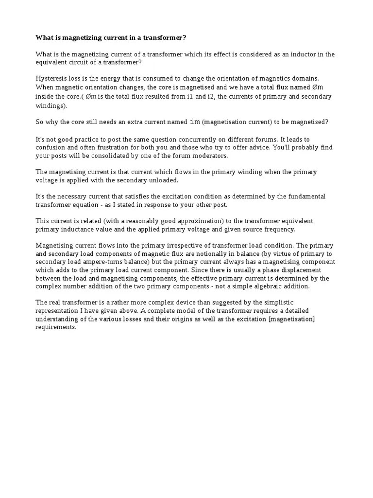 What Is Current in A Transformer PDF