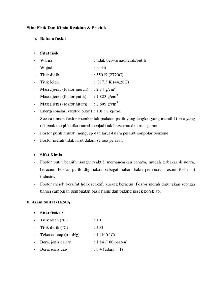 Sifat FIsik &amp; Kimia Asam Phospat | PDF