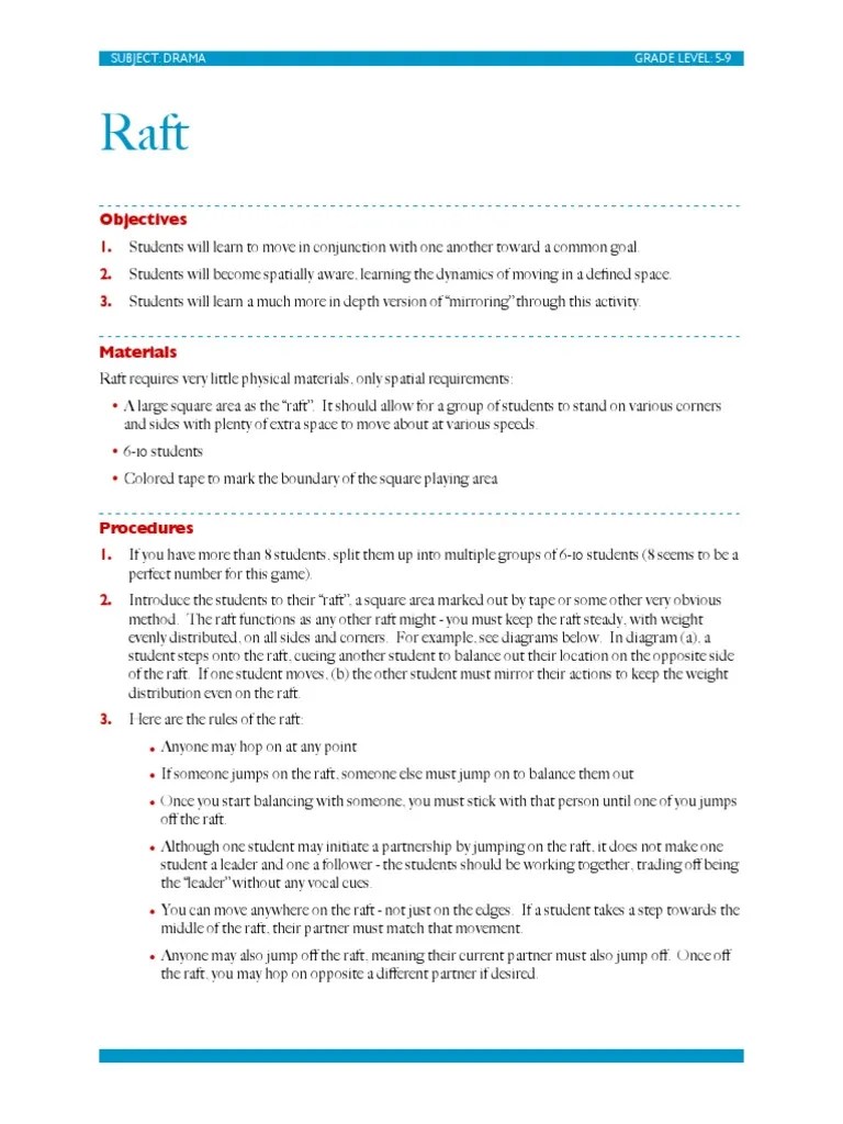 Raft Lesson Plan PDF