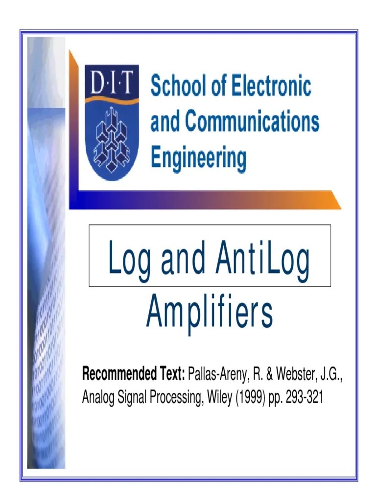 6 Log Anti Log Amplifiers PDF Amplifier Logarithm