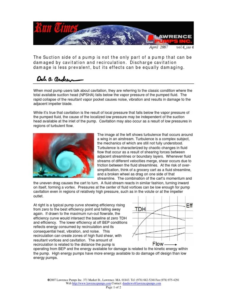 Discharge Recirculation and Cavitation PDF Pump Gases
