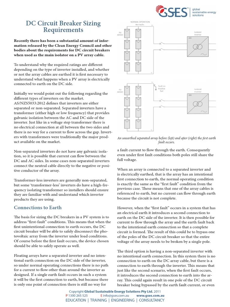 DC Circuit Breaker Sizing Requirements | Power Inverter | Direct Current