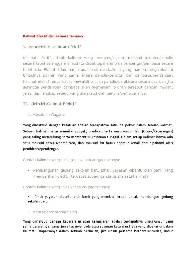 Kalimat Efektif Dan Kalimat | PDF