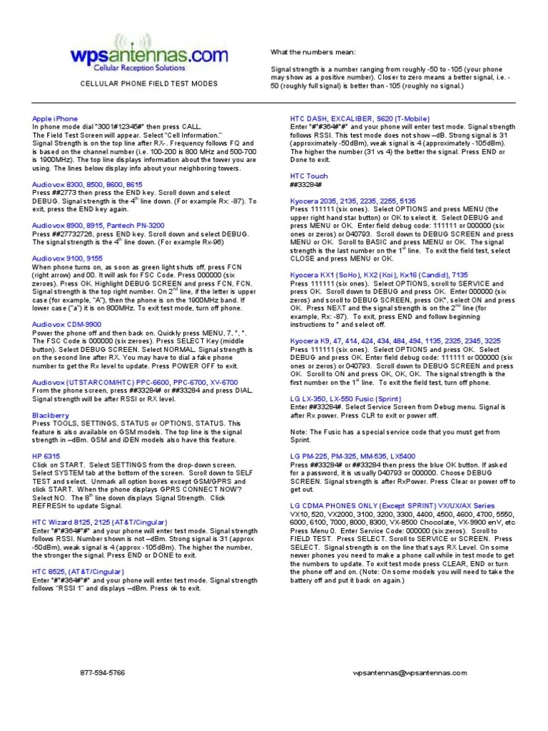 Field Test Modes PDF