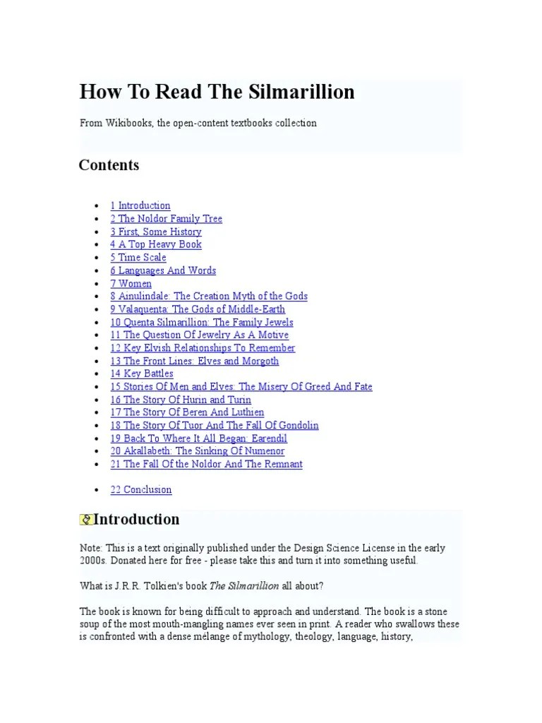 How to Read the Silmarillion The Lord Of The Rings Creation Myths