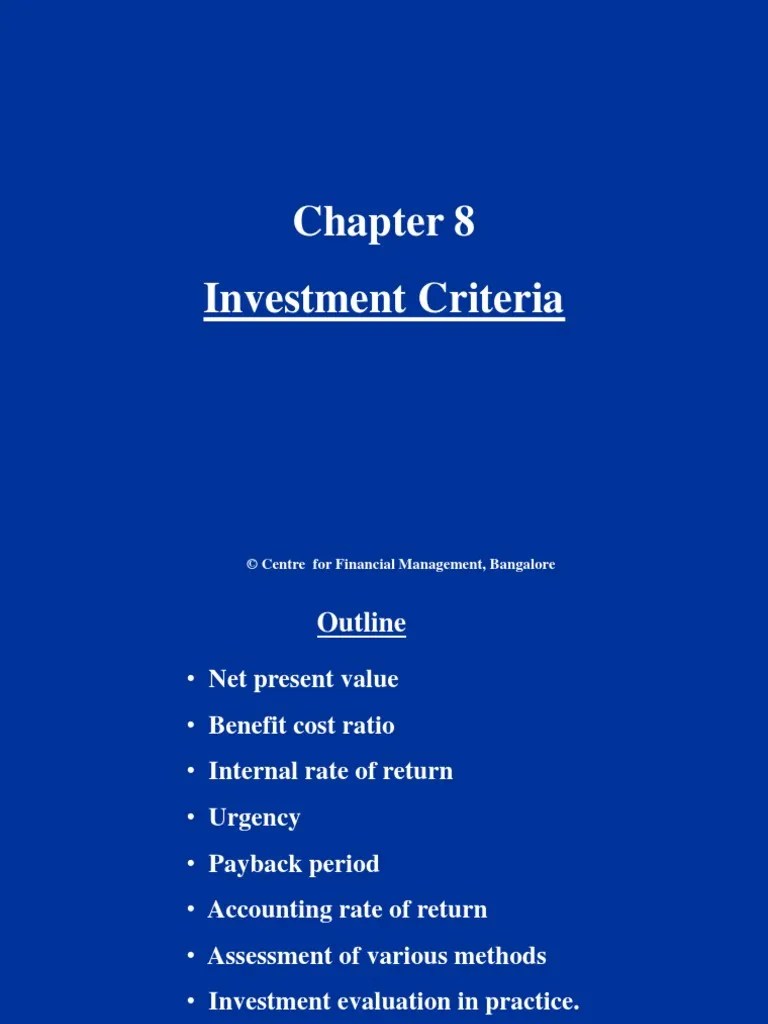Investment Criteria PDF Net Present Value Internal Rate Of Return