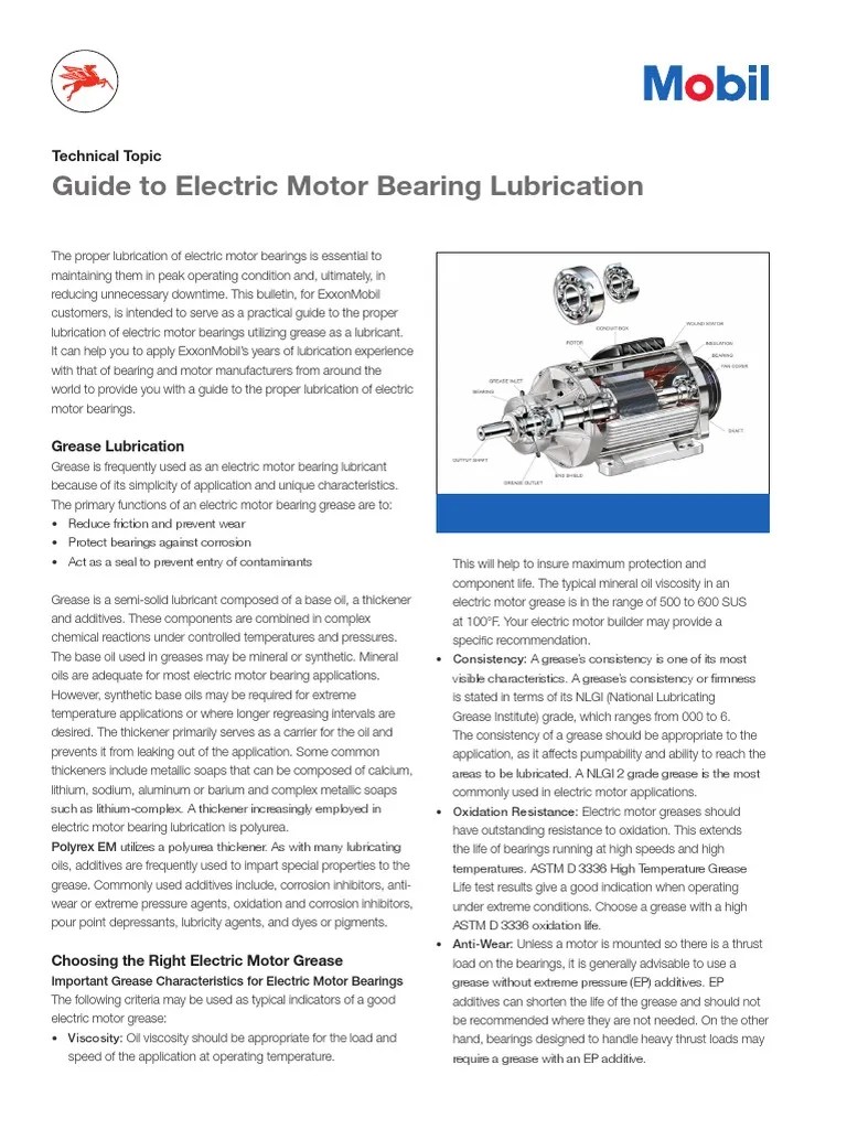 Guide To Electric Motor Bearing Lubrication PDF Bearing (Mechanical