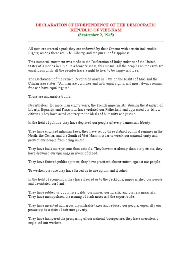 Declaration of Independence of the Democratic Republic of Vietnam