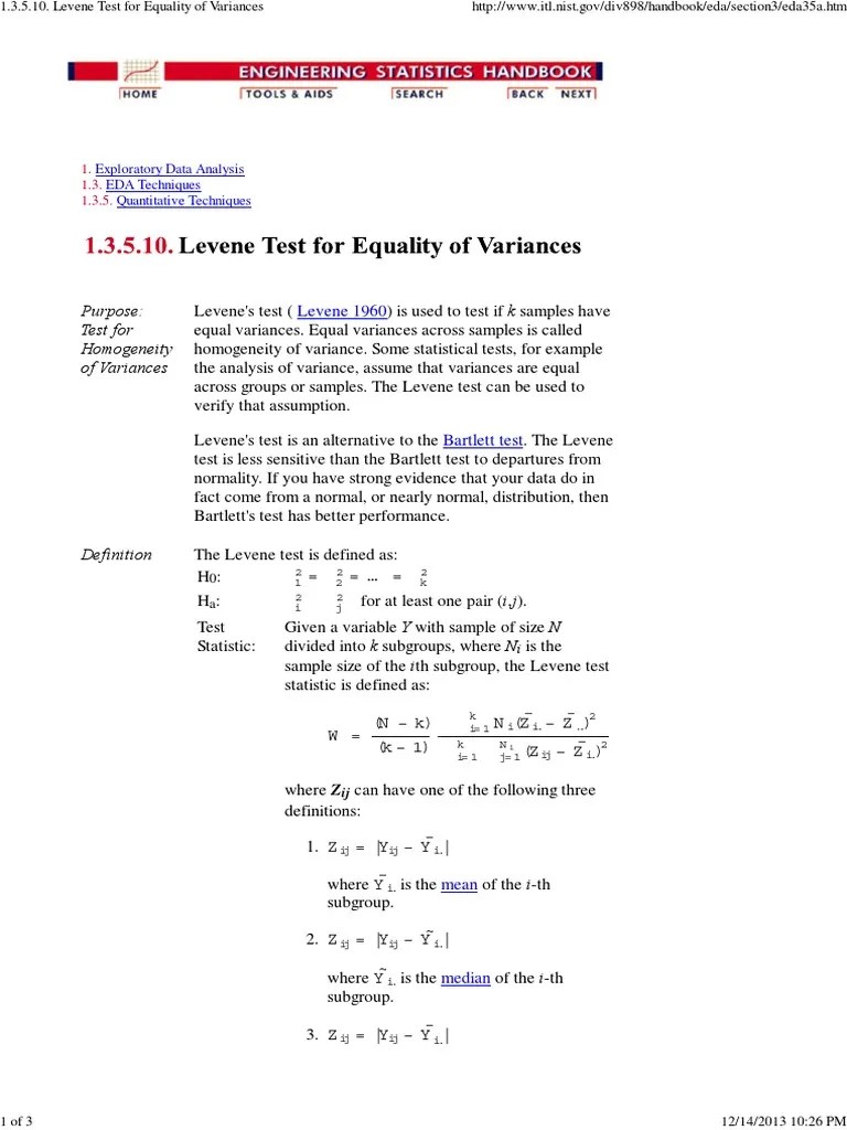 1.3.5.10 levene test.pdf Statistical Hypothesis Testing Mean