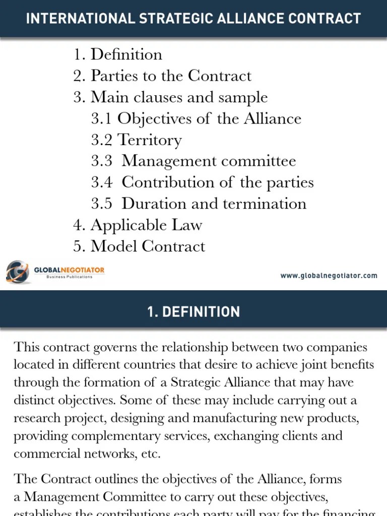 INTERNATIONAL STRATEGIC ALLIANCE CONTRACT SAMPLE Government