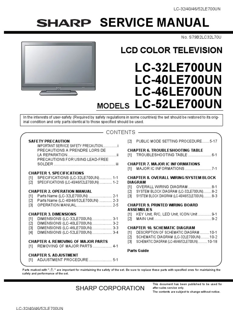 Sharp AQUOS LC[32/40/46/52]LE700UN Service Manual