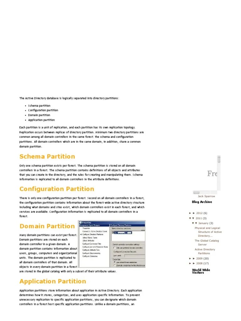 Active Directory Partitions PDF Active Directory