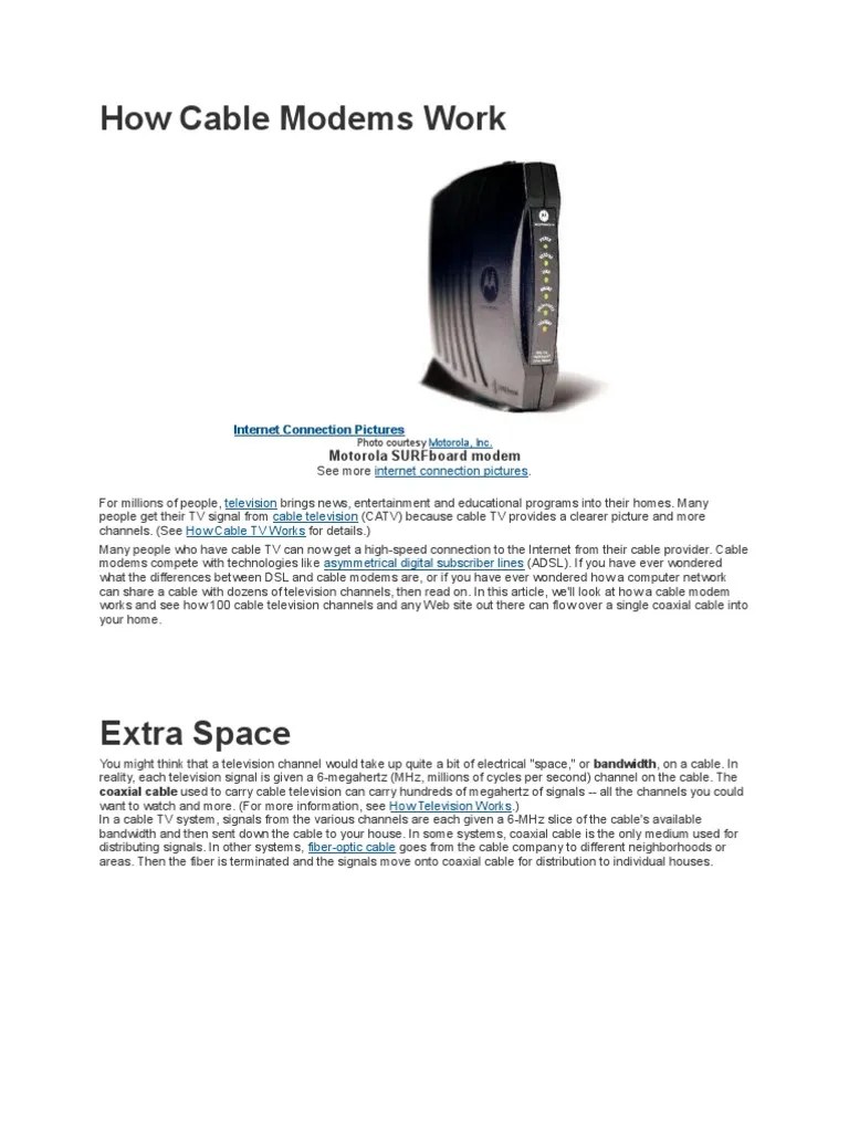 How Cable Modems Work Cable Television Modem