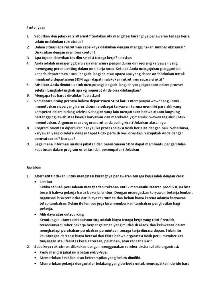 Soal Pelatihan Dan Pengembangan SDM | PDF