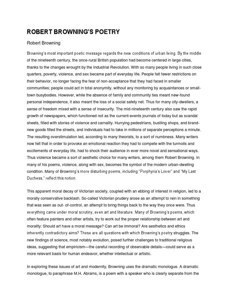 Robert Browning's Poetry Monologue Morality