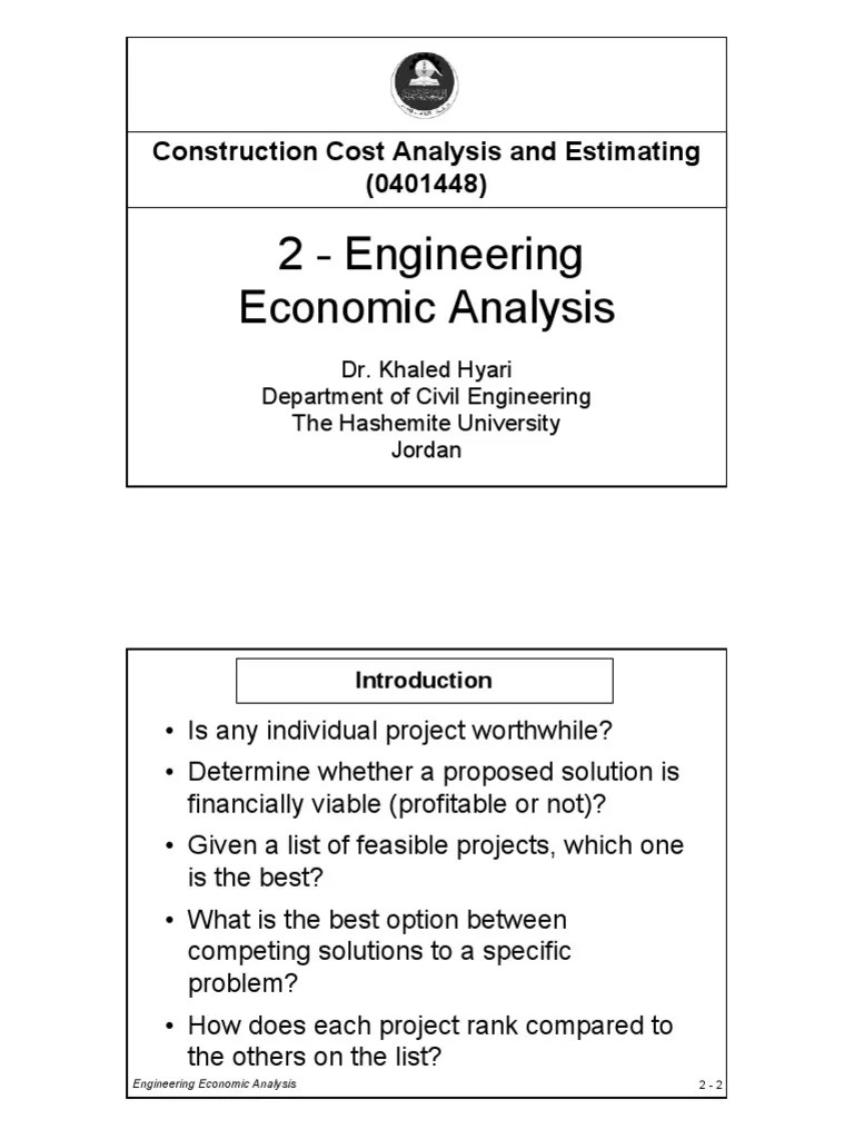 2 Engineering Economic Analysis Construction Cost Analysis and