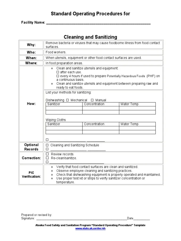 SOP Cleaning and Sanitizing